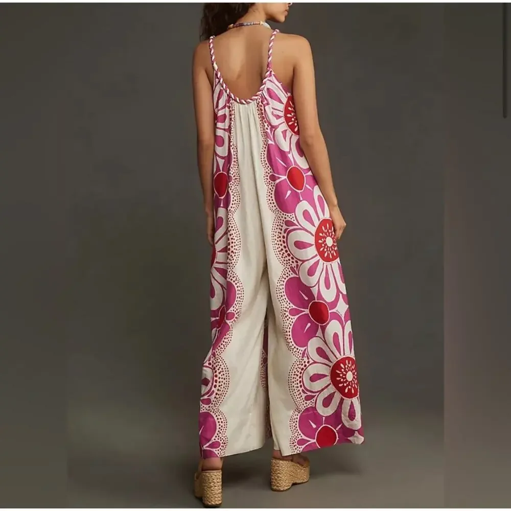 FARM Rio Maia Printed Linen blend Jumpsuit Size Large - Picture 3 of 8